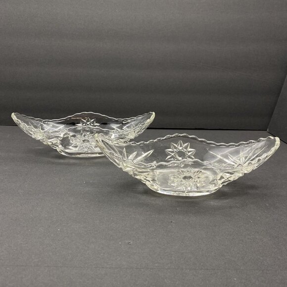 Cut Glass Candy Nut Dish Star Of David Pinwheel Sawtooth Edges Vtg Set Of 2 - Picture 2 of 12
